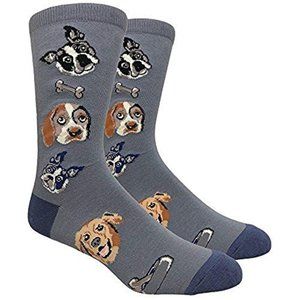 Fine Fit Men's Novelty Fun Socks, Dog Lovers